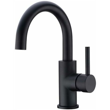Rubinetto per bagno, rubinetto per lavabo girevole a 360°, miscelatore per lavabo con beccuccio alto, rubinetto per bagno o piccola cucina, nero opaco