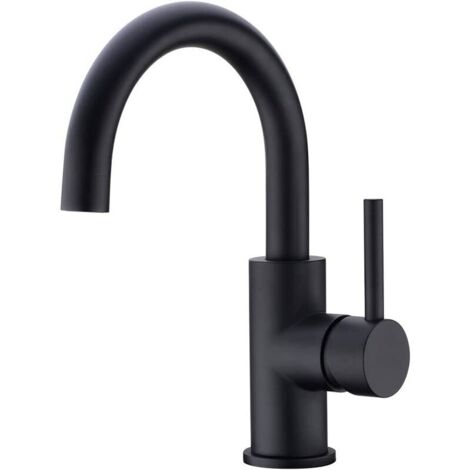 Rubinetto per bagno, rubinetto per lavabo girevole a 360°, rubinetto per lavabo con beccuccio alto, rubinetto per bagno o angolo cottura, nero opaco