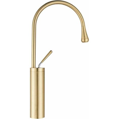 Rubinetto per bagno Rubinetto per lavabo in oro spazzolato Miscelatore per lavabo Monocomando Alto in ottone