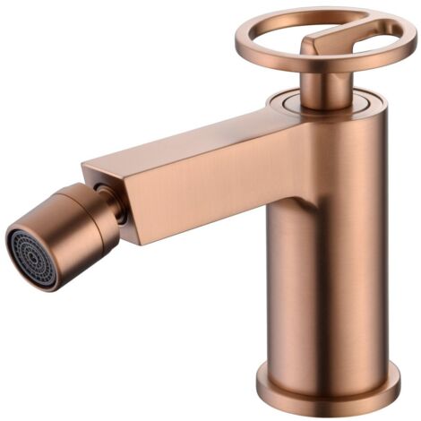 Rubinetto per bidet monocomando  Modello OLIMPO  Colore oro rosa  Finitura in oro rosa spazzolato [IMEX®]