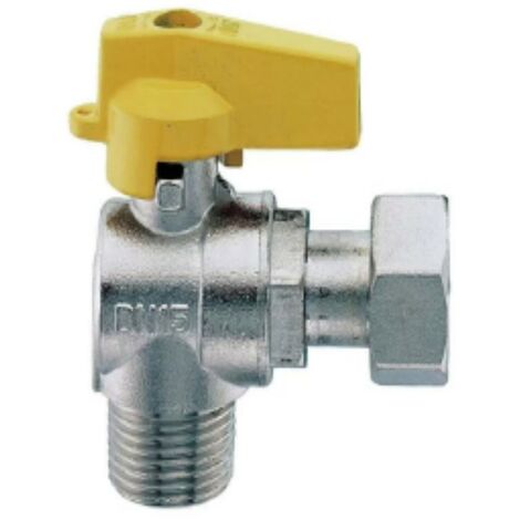 RUBINETTO PER GAS A SQUADRA CON DADO GIREVOLE - RACCORDO M1/2xF3/4
