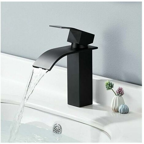 Rubinetto per lavabo a cascata nero Rubinetti per lavabo a mano con miscelatore monocomando per bagno in acciaio inossidabile Rubinetto per lavabo di design