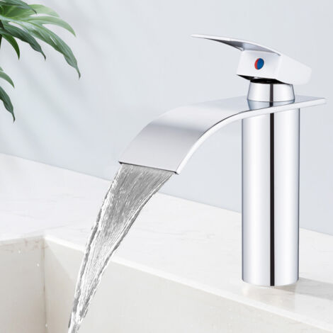 Rubinetto per lavabo a cascata, rubinetto monocomando per bagno, cromato