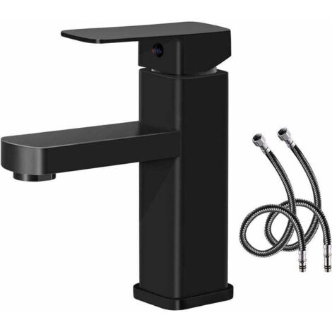 Rubinetto per lavabo a leva singola, regolabile caldo/freddo, finitura rame nero opaco, smontabile e durevole per bagno