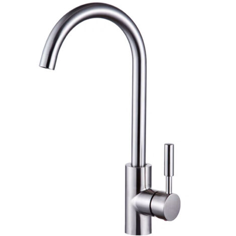 Rubinetto per lavabo a montaggio alto, rubinetto per lavabo azionabile con una sola mano, rubinetto per lavabo a risparmio energetico, acciaio inox spazzolato, grigio.