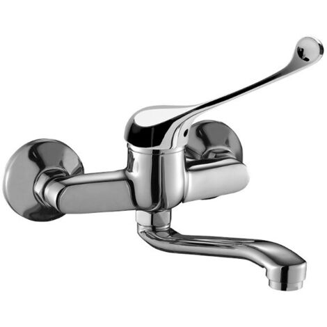 Rubinetto per lavabo a parete con leva medica