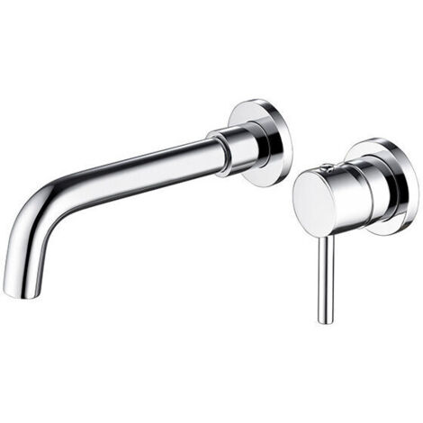 Rubinetto per lavabo a parete, miscelatore a parete in ottone di alta qualità, rubinetto per bagno nascosto, rubinetto per acqua calda e fredda con rotazione a 360°, cromato