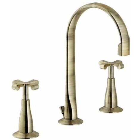 Rubinetto Lavabo 3 Fori.Nobili Rubinetteria Carlos 212 1 Batteria Lavabo 3 Fori Bocca Alta Con Scarico Bronzo Df Nblcp2121br