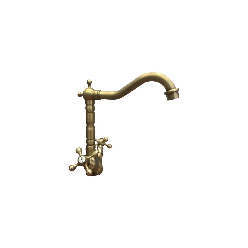 Rubinetto per lavabo cucina bronzato stile vintage lavorato