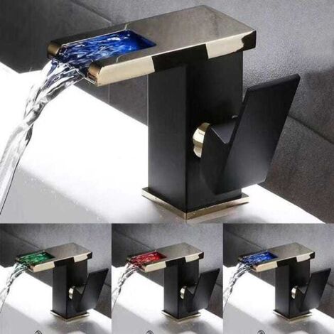 Rubinetto per lavabo da appoggio con cascata calda e fredda, mobiletto per bagno, rubinetto per WC, rubinetto corto creativo in rame nordico, nero e oro.