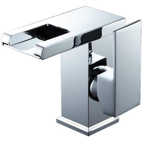 Rubinetto per lavabo da bagno a LED, cascata, acqua calda e fredda (argento)
