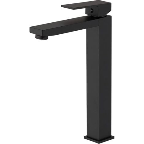 KZQ Rubinetto per lavabo da bagno con maniglia singola nero opaco, rubinetto per bagno con foro singolo, beccuccio aeratore, rubinetto per lavabo commerciale moderno con linea di alimentazione