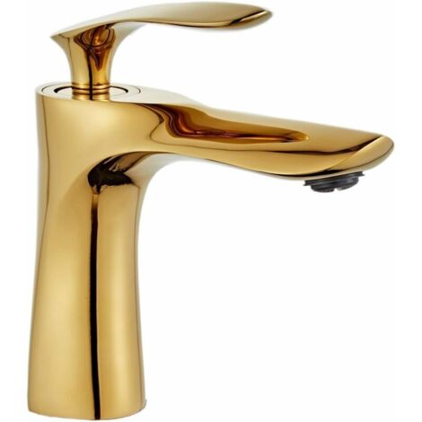 Rubinetto per lavabo da bagno GABRIELLE, miscelatore in ottone, finitura cromo oro