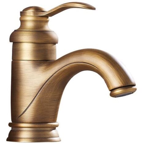 Rubinetto per lavabo da bagno in ottone anticato, miscelatore - monoforo, monocomando
