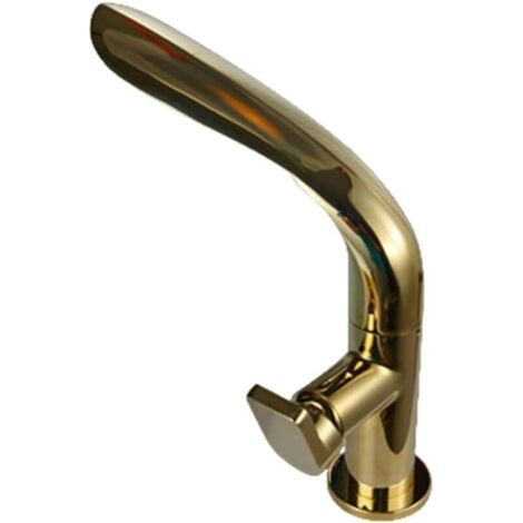 Rubinetto per lavabo da bagno, miscelatore in ottone dorato, maniglia singola, acqua calda e fredda (corta) Oro
