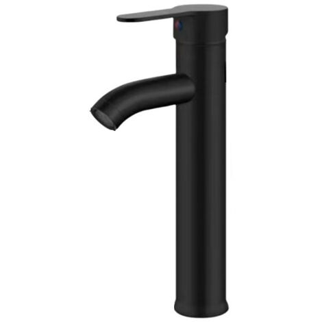 Rubinetto per lavabo da bagno, miscelatore monocomando, adatto per lavabi da appoggio (nero).