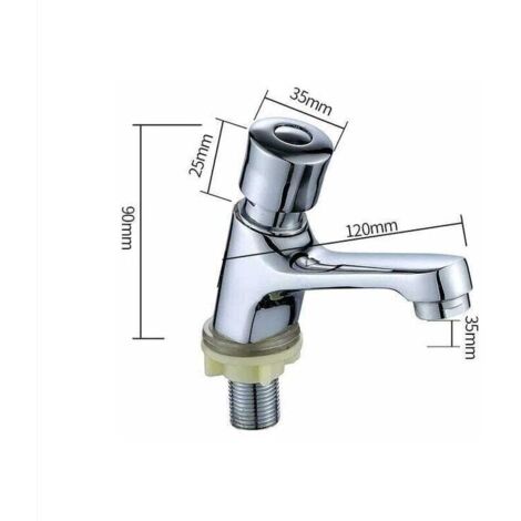 Rubinetto per lavabo in cromo argentato con timer, rubinetto con spegnimento automatico per risparmiare acqua, adatto a cucine e bagni.