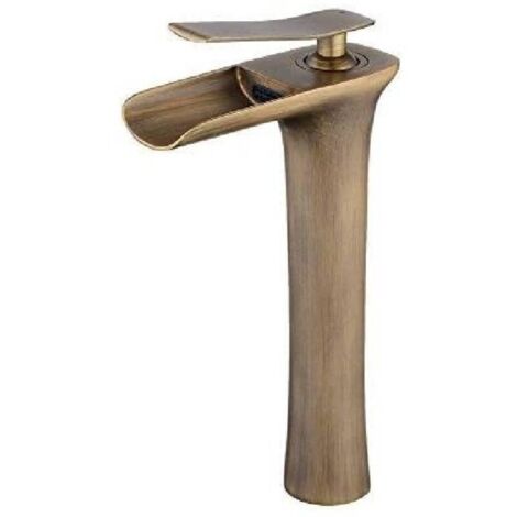 Rubinetto per lavabo in ottone anticato, miscelatore per lavabo alto