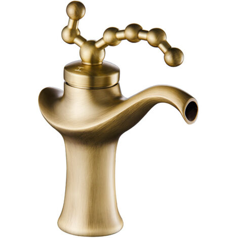 Rubinetto per lavabo in ottone vintage, miscelatore per bagno europeo, miscelatore per lavandino con acqua calda e fredda, bronzo