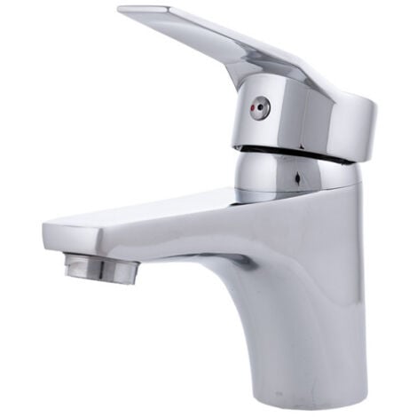 GREENICE Rubinetto per lavabo Lega di zinco, cromato, acqua calda e fredda, tubi flessibili, beccuccio basso, maniglia singola [QLI-FA-87