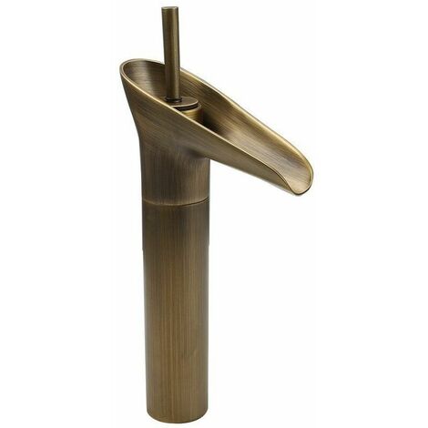 Rubinetto per lavabo, miscelatore a cascata per bagno, miscelatore regolabile caldo e freddo, ottone cromato, (fascia alta) 31 16 cm
