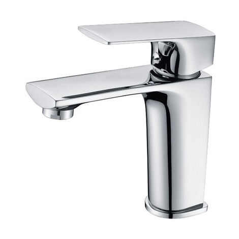 Rubinetto per lavabo monocomando da bagno cromato - Installazione semplice per acqua calda/fredda con beccuccio corto BDI017-1