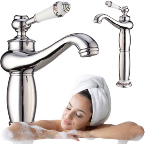 RUBINETTO PER LAVABO PALOMA HIGH CROMATO SEM-1108 RETRO