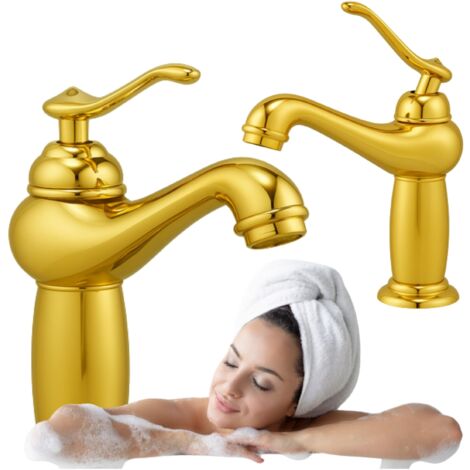 RUBINETTO PER LAVABO RETRO BASSO DA TERRA LORENZA S-1155G ORO