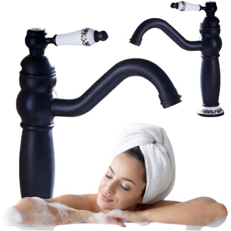 RUBINETTO PER LAVABO RETRO PALOMA BLACK SEM-1109