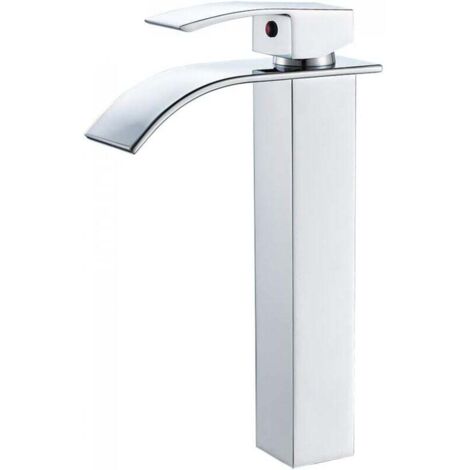 Rubinetto per lavabo, rubinetto per bagno a cascata, altezza 30 cm (argento)