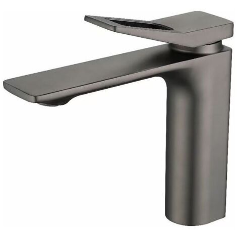 Rubinetto per lavabo, rubinetto per bagno grigio, acciaio inossidabile spazzolato 304, rubinetto per lavabo anticalcare, rubinetto per acqua calda e fredda