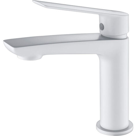 Rubinetto per lavabo, rubinetto per bagno monocomando, miscelatore per bagno acqua calda/fredda colore bianco opaco