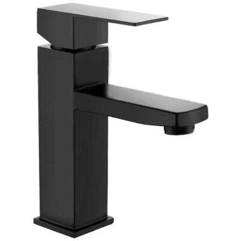Rubinetto per lavabo Rubinetto per lavandino del bagno caldo e freddo in acciaio inossidabile monocomando a 1 foro Nero opaco