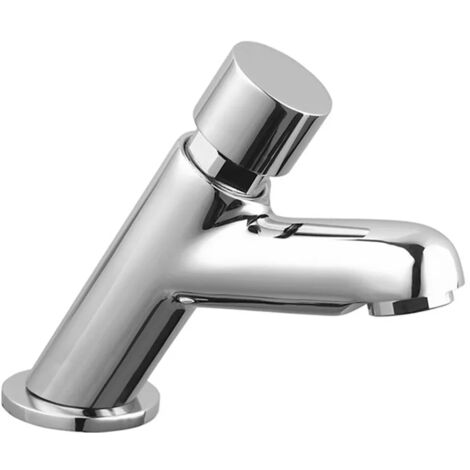 Rubinetto per lavabo temporizzato a pulsante Idral in ottone cromo