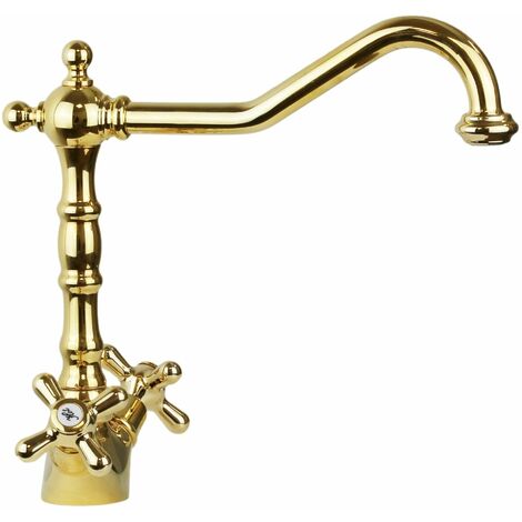 Rubinetto per lavello cucina stile barocco in colore oro Gattoni Calypso 5691/RED0  Oro