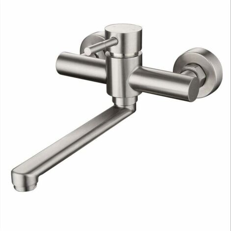 Rubinetto per lavello da cucina girevole a 360°, miscelatore a parete per acqua calda e fredda in acciaio inox
