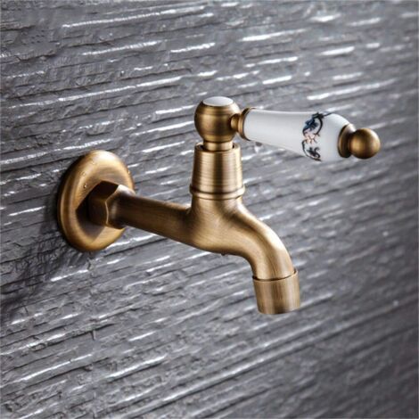 Rubinetto per lavello da giardino per piscina esterna, rubinetto in ottone, ceramica, maniglia singola, WC, lavatrice, mocio, bagno, rubinetto a parete
