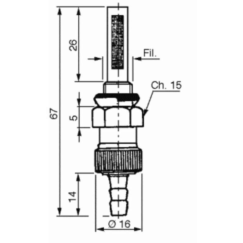 Image of Rubinetto per serbatoi benzina e petrolio Ø6 adattabile benassi €" brumital €" cm motori - minarelli 05081