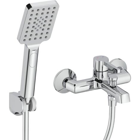 Rubinetto per vasca a parete con set doccia ALITA Cromo Laveo BVA011D