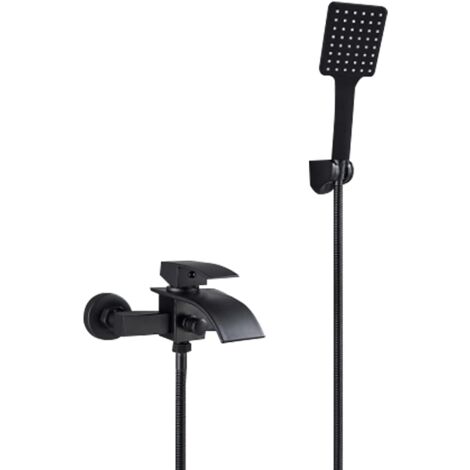 Rubinetto per vasca da bagno, a cascata, per vasca da bagno, rubinetteria da parete, doccetta e set con maniglia singola
