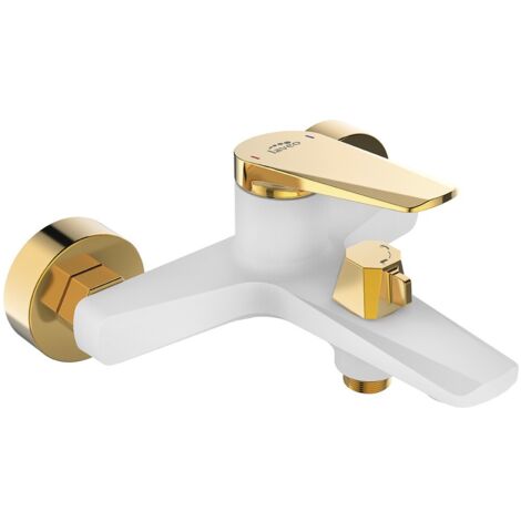 Rubinetto per vasca da bagno a parete RUBIO bianco e oro