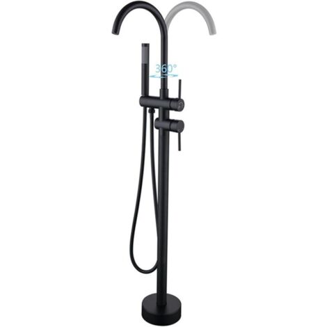 Rubinetto per vasca da bagno a pavimento con 2 modalità, miscelatore per vasca da bagno a pavimento con doccetta, rotazione a 360°, rubinetto per vasca da bagno a pavimento in ottone, miscelatore a pa