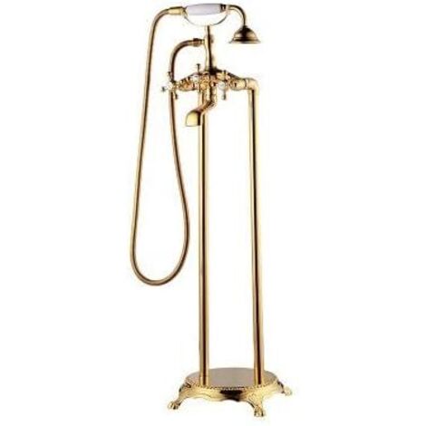Rubinetto per vasca da bagno antico, rubinetto per vasca da bagno da pavimento, set doccia per bagno, rubinetto per vasca da bagno con telefono, caldo e freddo