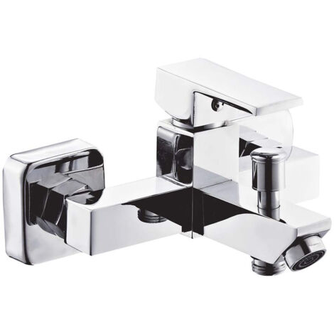 Rubinetto per vasca moderno miscelatore orientabile da bagno in ottone cromato lucido