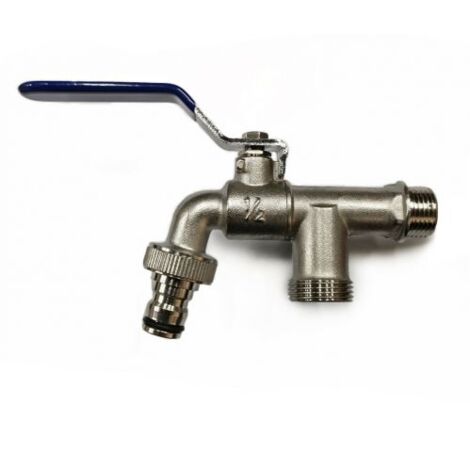 RUBINETTO PORTAGOMMA 1/2" A SFERA CON DOPPIO ATTACCO 3/4" INNESTO RAPIDO (10858)