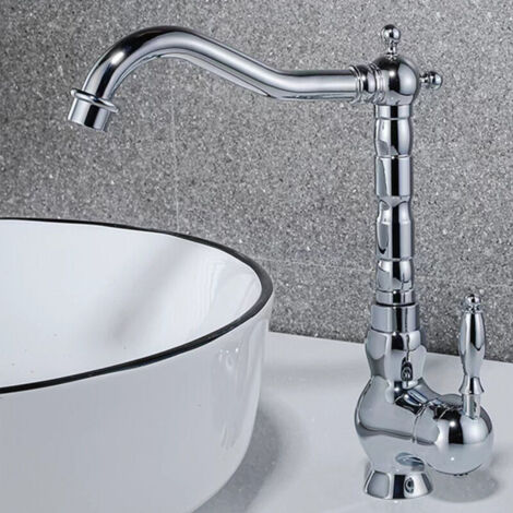 Rubinetto retrò europeo antico rubinetto acqua calda e fredda rubinetto lavabo rubinetto rotante retrò placcato argento