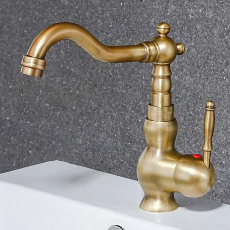 Rubinetto retrò europeo rubinetto antico per acqua calda e fredda, lavabo retrò, rubinetto rotante color rame