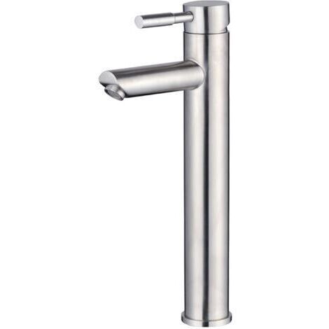 Rubinetto singolo per lavabo freddo, rubinetto per lavabo da bagno a foro singolo in acciaio inox, nichel spazzolato