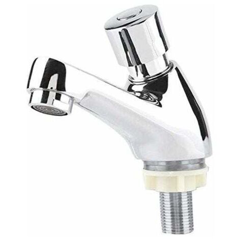 Rubinetto temporizzato per lavabo, rubinetto cromato, chiusura automatica, rubinetto per risparmio idrico, per cucina, bagno, lavaggio a mano, WC