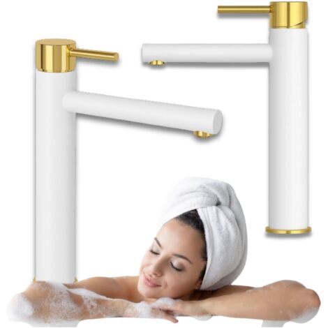 RUBINETTO VASCA ALTO BELLA S-2002WG BIANCO/ORO